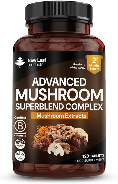 New Leaf Mushroom Complex 120 Tablets - Lions Mane, Cordyceps & More