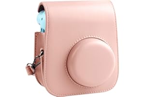 SAIKA Protective & Portable Case Compatible with Fujifilm for Instax Mini 12/11 Instant Camera with Accessories Pocket and Adjustable Strap - Blush Pink