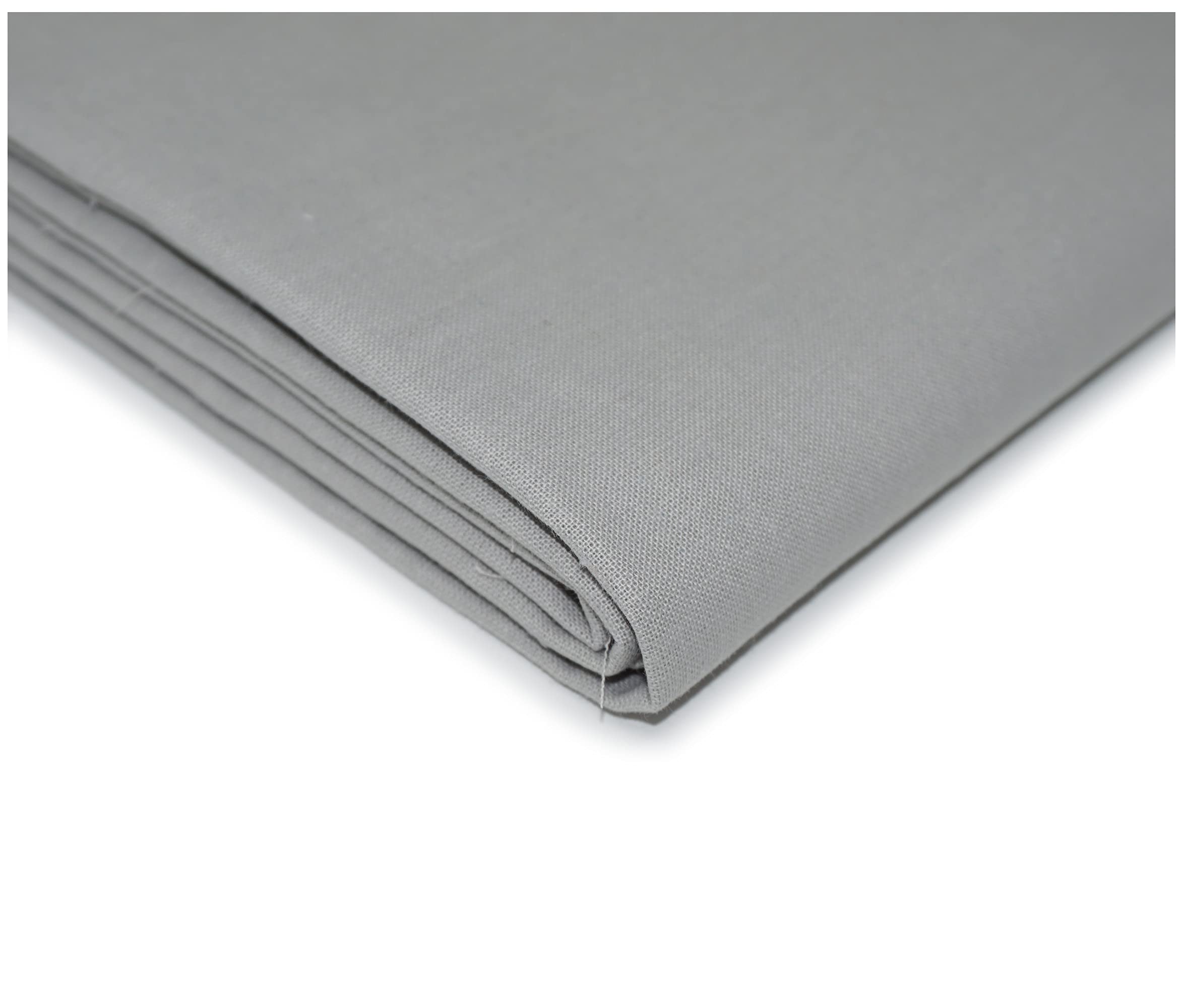 100% Cotton Plain Dyed Fabric Dress Craft Material 60” Wide (100cm x 150cm / 39" x 60", Silver)
