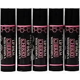 Organic Tallow Lip Balm (5 Pack) - Hydrating With Organic Italian Olive Oil, Pure Grass Fed Tallow, and Beeswax - Long Lasting Lip Therapy (5 Pack, Cherry)