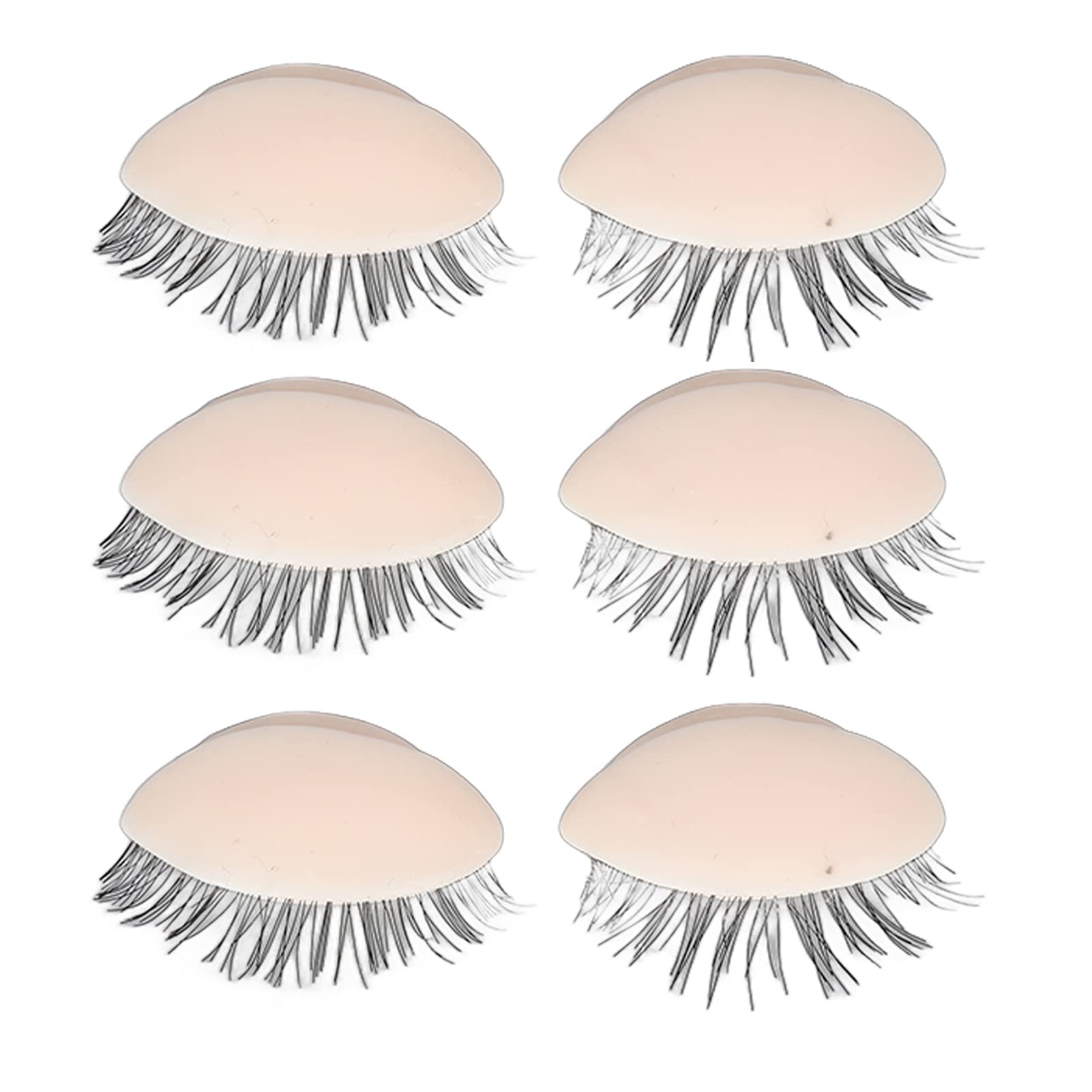 Uxsiya Mannequin Head Eyelids, Eyelash Grafting Practice 3 Pairs Silicone Eyelids with Eyelashes Replaceable for Salon(Pink)