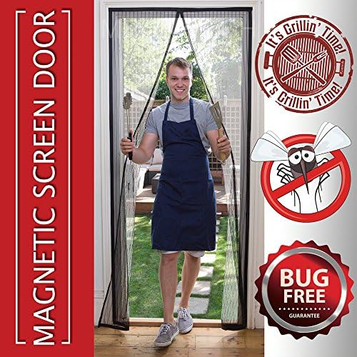 Magnetic Mosquito Screen Door - Heavy Duty Mesh &amp; Velcro Fits Doors Up to 82.7''X39.4'' Hands Free Magnetic Magic Closer