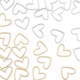 DICOSMETIC Heart Linking Rings & Pendants - Hollow Heart Connector Findings, Gold Plated Open Bezel Connectors for DIY Jewelry Making