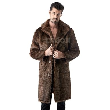 Amazon Lngow ファーコート 毛皮コート メンズ アウター ロング丈