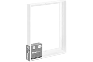 Ampersand Art Supply Floaterframe Readymade Frame for Flat and 1 1/2" Deep Wood Panel and Canvas Artwork, Paintings, Prints, and More, 16"x20", White Thin