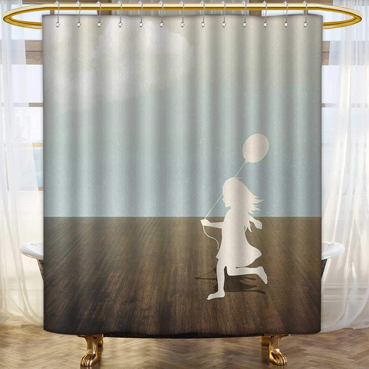 Amazon Com Girls Shower Curtains Mildew Resistant Silhouette Of A