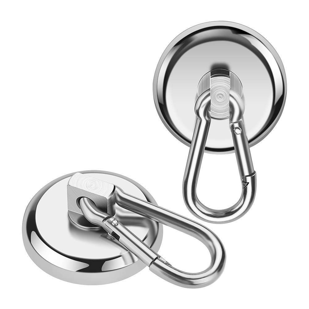 Wukong 2 Pack Magnetic Hooks, 27.2KG(60LBS) Neodymium Nagnets Strong Hook, Super Strong Magnet Hook, Magnetic Hooks Heavy Duty for Hanging, Kitchen, Garage, Bathroom and Office etc.