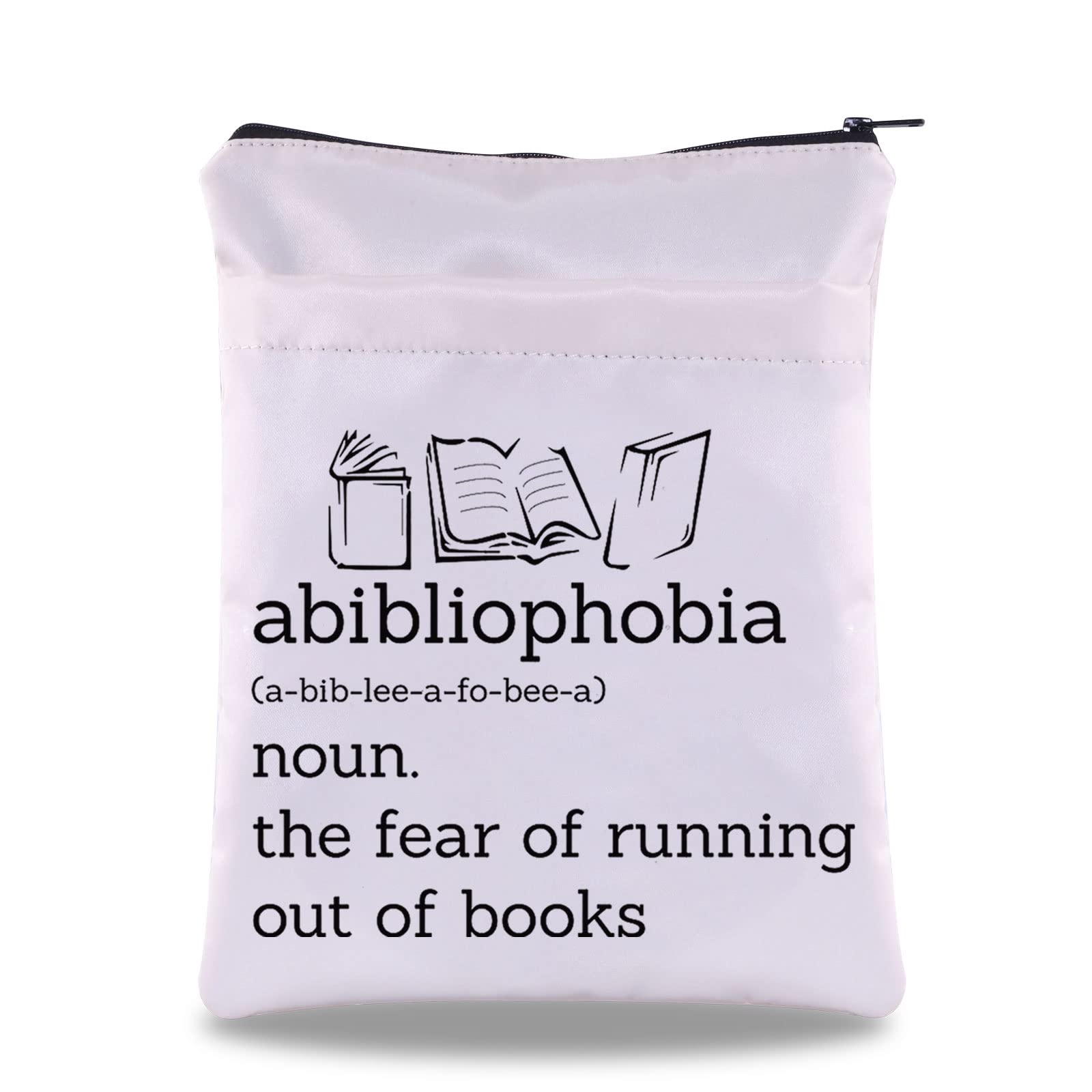 Book Lover Book Sleeve Abibliophobia The Fear of Running Out of Books to Read Book Covers Bookworm Gift Zipper Book Protector (Abibliophobia bs)