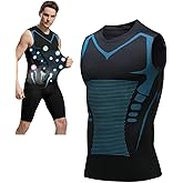 SHEKINI Men's New Version Ionic Compression Shirt Sleeveless Vest Body Shaping Tank Top Tummy Control