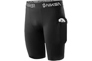 Niksa Boys'Compression Shorts,Youth Performance Base Layers Workout Underwear Sports Shorts with Side Pockets