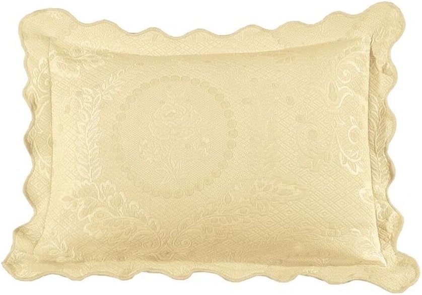 Europa Fine Linens English Rose Matelasse Bedding, Standard Sham Size 20-Inch by 26-Inch, Yellow