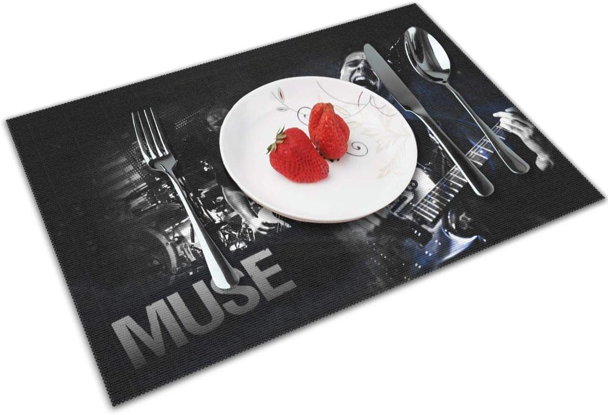 HAWNFERK Muse English Rock Band Placemat Set of 4 Non-Slip Washable Place Mats,Dining Room Kitchen Table Decor
