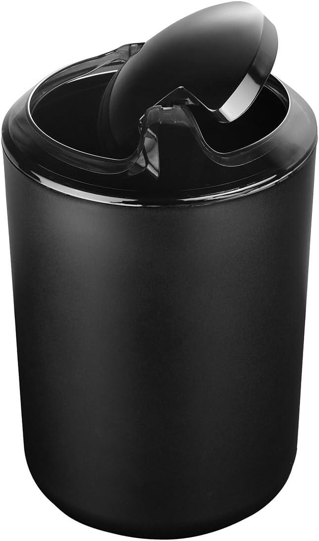 Zuvo 6 Pcs Plastic Bathroom Accessory Set Luxury Bath Accessories Bath Set Lotion Bottles, Toothbrush Holder, Tooth Mug, Soap Dish, Toilet Brush, Trash Can, Rubbish Bin (Black): Home & Kitchen
