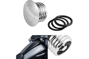 NATGIC Flush Pop-Up Gas Cap Silver Screw-in Gas Cap Vented Flush Fuel Tank for Har*Ley David-Son Regular Thread Black (1982-2010), Pack of 1