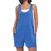 Nfsion Women's Casual Loose Sleeveless Romper Harem Shorts Pants Jumpsuits Overalls with Pockets Summer Trendy Outfits