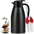 68oz Coffee Carafe Airpot Insulated Coffee Thermos Urn Stainless Steel Vacuum Thermal Pot Flask Dispenser, Coffee Carafes for Keeping Hot Water, Tea, Beverage - Keep 12 Hours Hot, 24 Hours Cold-Black