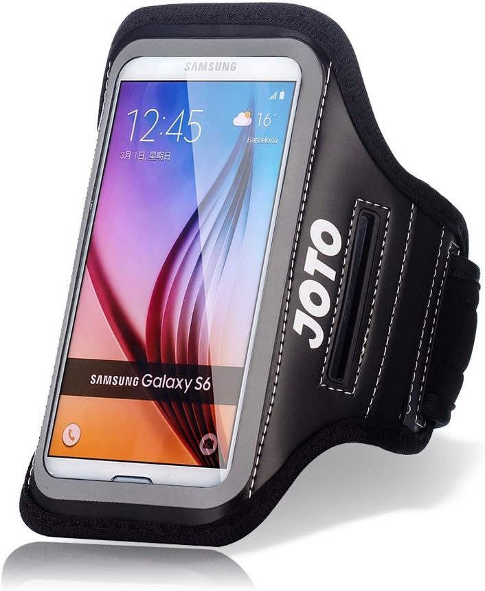JOTO Galaxy S6 / S6 Edge Armband, Sport Armband Case for Samsung Galaxy S6 / S6 Edge, with Key Holder, Credit Card/Money Holder, Sweat Proof, Best for Gym, Sports Fitness, Running (Black)