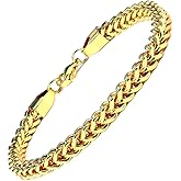 IMPRESSIVE Men's Franco Chain Foxtail Link Bracelet Stainless Steel 4mm 14k Gold Plated 8.5 inches