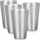 Beasea Stainless Steel Cups 15 oz, 4 Pack Large Stackable Stainless Steel Tumbler Bulk Double Wall Insulated Metal Pint Glasses Tin Cups for Drinking Home Restaurant Office Party Camping