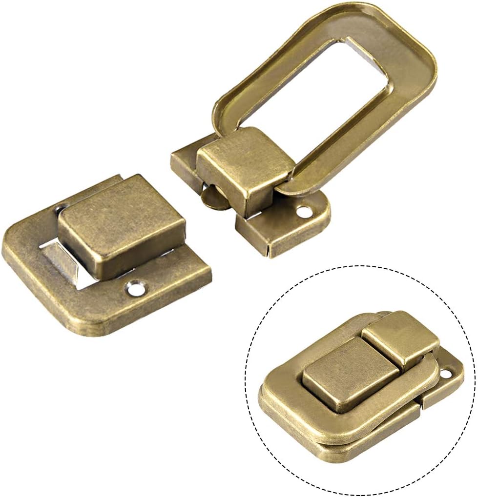 sourcing map Toggle Catch Lock, 48mm Retro Decorative Brass Hasp w Screws for Suitcase Chest Trunk Latch Clasp Pack of 2 - Image 5