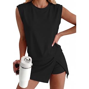 IWOLLENCE 2 Piece Skirt Sets for Women Summer Tank Top Skorts Matching Sets Trendy Lounge Set Outfits