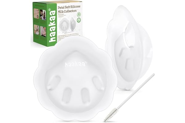 haakaa Petal Soft Silicone Milk Collector丨Discreet Leak-Protection Breast Milk Saver, Reusable Breast Shells Milk Collection Cup for Breastfeeding with Cleaning Brush- 2PCS