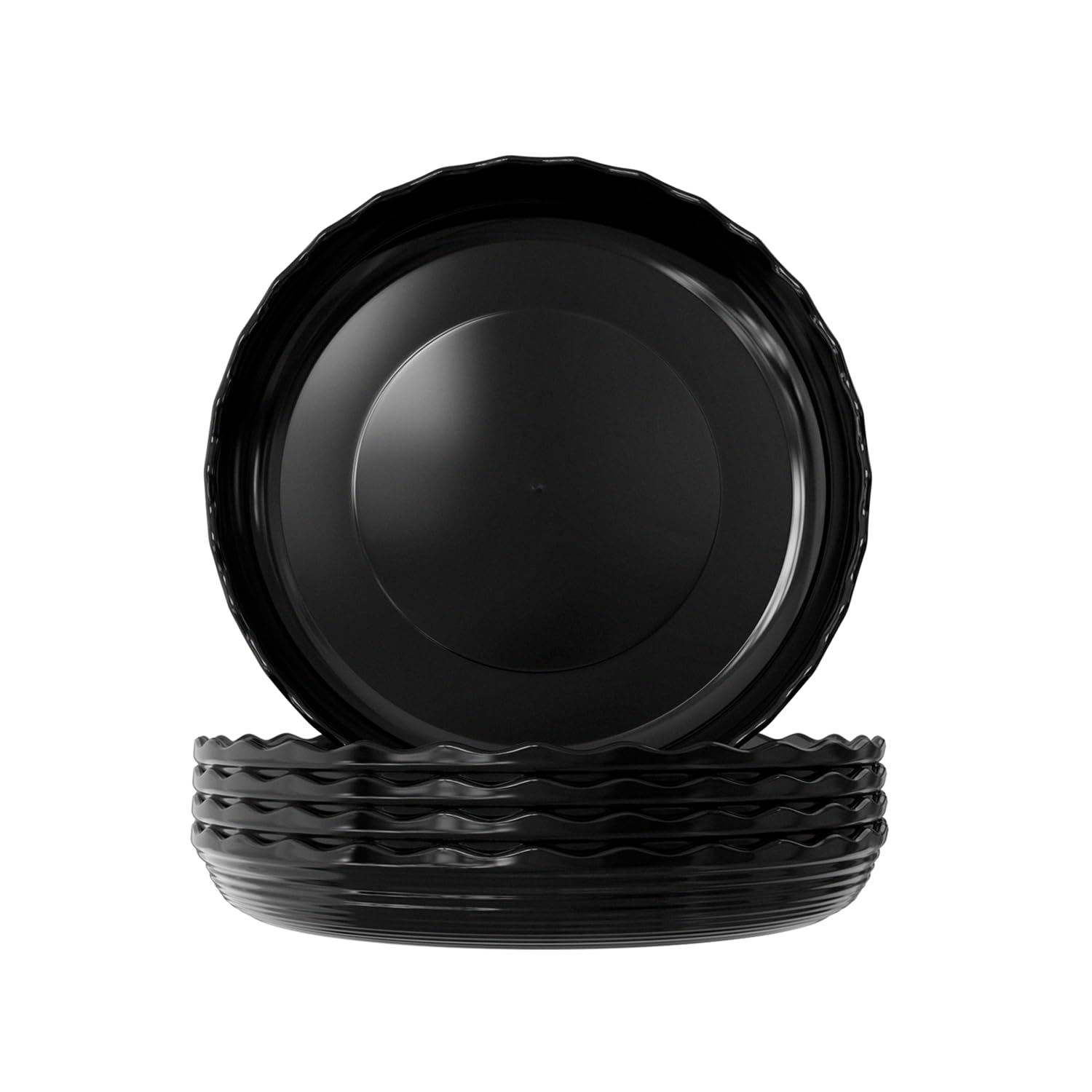 Kunjocy Pack of 5 Durable Black Plant Pot Saucers, Round Flower Pot Flowerpot Saucer Plastic Plant Trays Containers Plant Plate Pots for Indoor Household Outdoor Garden (16 cm)