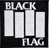 BLACK FLAG Heavy Metal Rock Punk Music Band Logo Patch Sew Iron on Embroidered Polo T-shirt Vest Cloth,Size 3.75Inch X 3.5Inch