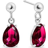 925 Sterling Silver Gemstone Earrings for Women – Birthstone Jewelry – Dainty Silver Teardrop Earrings – Perfect Birthday Gift