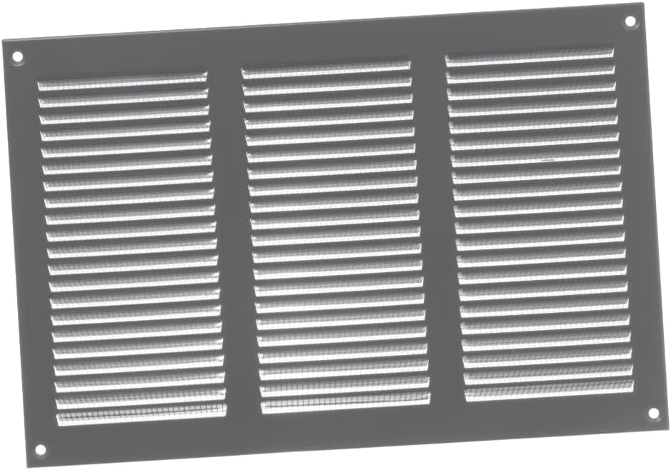 EUROPLAST 300x200mm Grey Metal Air Vent Grille Cover with Insect Mesh