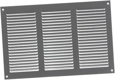 EUROPLAST 300x200mm Grey Metal Air Vent Grille Cover with Insect Mesh