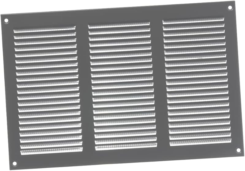 EUROPLAST 300x200mm Grey Metal Air Vent Grille Cover with Insect Mesh