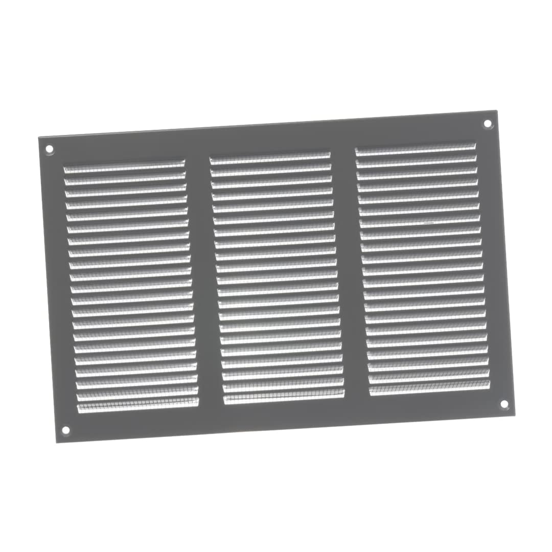 300x200mm / 12x8" inch Grey Metal Air Vent Grille Cover with Insect Mesh - Ventilation Cover