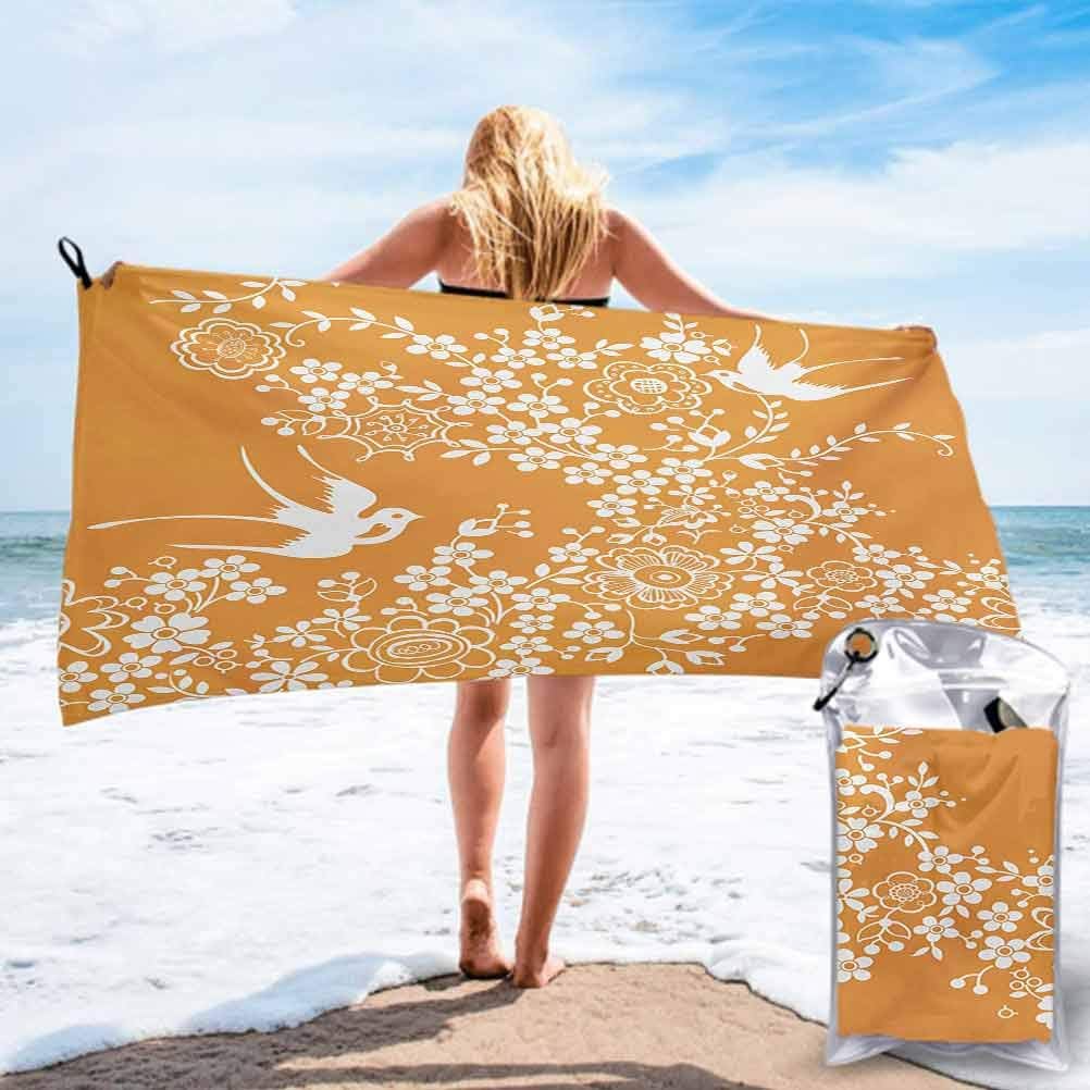 Ahuimin Super Absorbent Thin Lighweigh Beach Towel, Oriental Floral Japanese Style