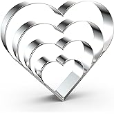 Heart Cookie Cutter Set Large/Small/Mini - 5 Inch, 4 Inch, 3 Inch, 2 Inch - 4 Piece Valentine's Heart Shaped Cookie Cutters S