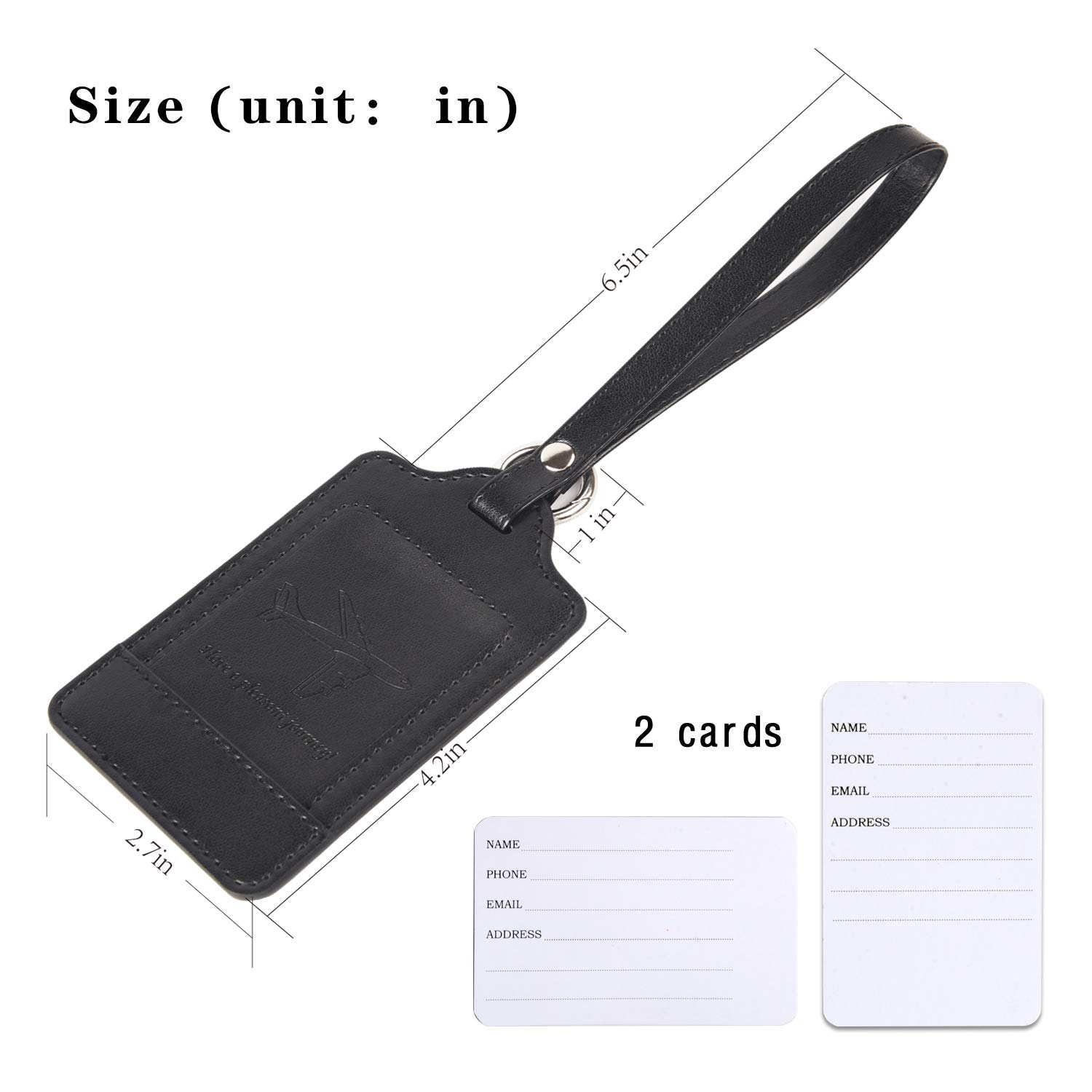 Teskyer Teskyer Luggage Tags, 3 Pack PU Leather Luggage Tags for Suitcases, Privacy Protection Bag Tags Travel Essentials, Black