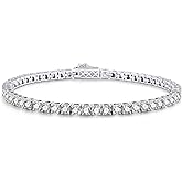 LOIPURI 5.1CT/5.5CT Moissanite Tennis Bracelet for Women, 3mm White Gold Plated S925 Sterling Silver D Color VVS1 Round Cut Moissanite Bracelets Jewelry Gift, Size 6.5Inch/7Inch