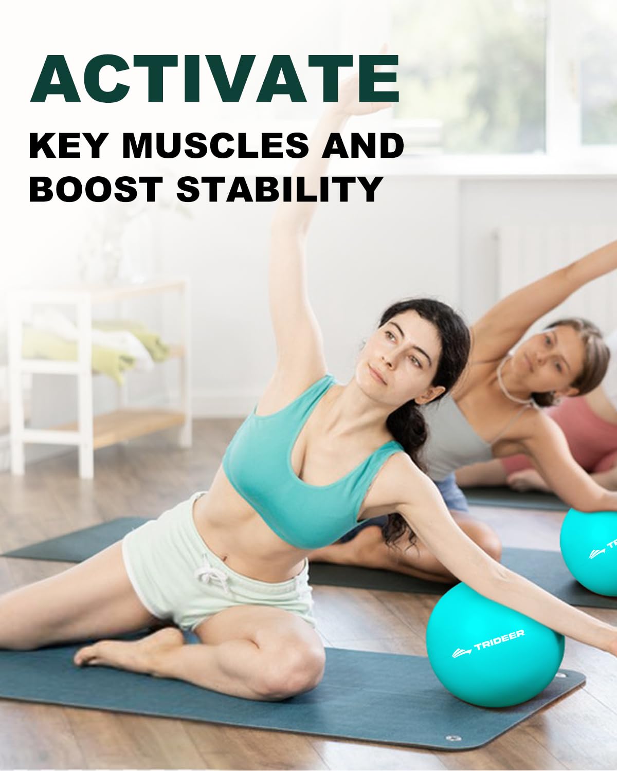 Trideer 9-Inch Pilates Ball, Anti-Burst & Non-Slip Small Exercise Ball for Yoga, Core Training, Physical Therapy, Balance, Stability and Stretching Fitness Equipment with Inflation Straw