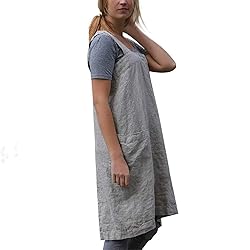 Apron for Womens Cotton Linen Apron Cross Back with