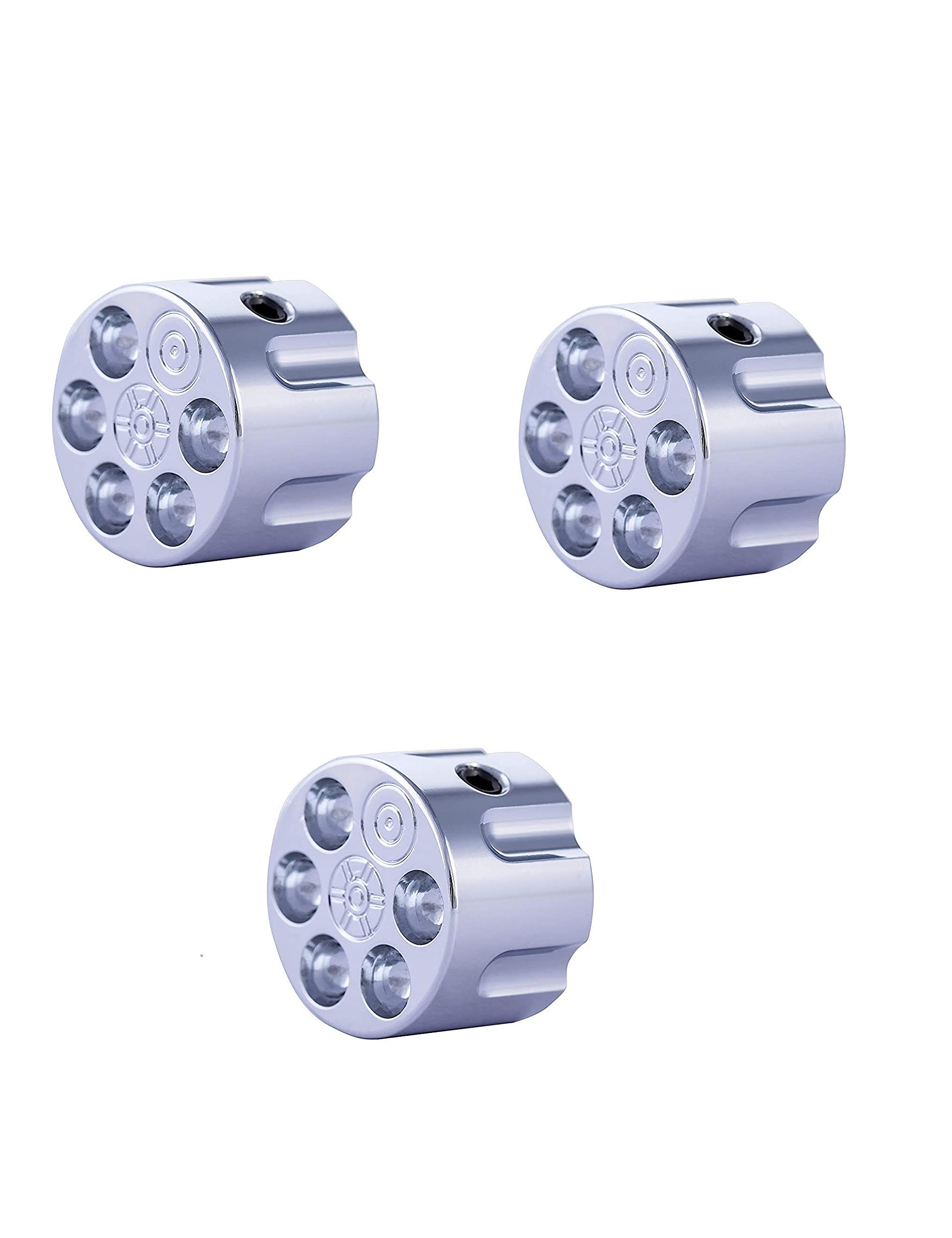 Guyker 3Pcs Guitar Potentiometer Control Knobs for 6mm(0.24”) Dia. Shaft Pots - Knurled Volume and Audio Switch Knob Replacement for Electric Guitar or Precision Bass - Brass, CNC Machined (Chrome)