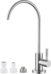 MIAOHUI Reverse Osmosis Faucet, Drinking Water Faucet Fits Most Water Filtration Systems, Modern RO Faucet Kitchen Filtered Water Faucet, Non-Air Gap, Lead-Free, Stainless Steel
