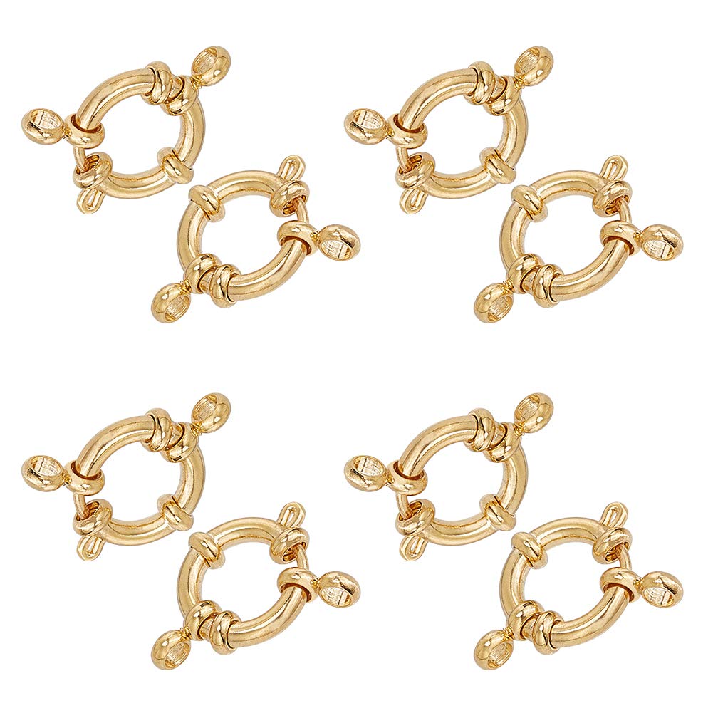 UNICRAFTALE Golden Spring Ring Clasps 8PCS Stainless Steel Spring Clasps Closed Ring Clasps Smooth Surface Clasp Connector Findings for DIY Jewelry Making 12.5x4mm, Hole 2.5mm