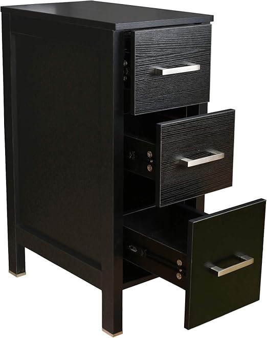 Amazon Com Luckwind Bathroom Vanity Side Cabinet Storage Organizer Lavatory Vanity Stand Drawers Wooden Smooth Glide Brush Nickel Handle Moisture Proof Pull Liner Narrow Slim Matte Brown 30 20 12 Kitchen Dining