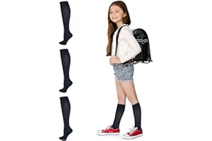 Versatile Classic Girls Women Flat Knit Combed Cotton Knee High Socks | ideal School or Work | Non-Binding, Breathable 3 Pack