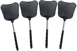 Fidqiog 4 Pcs Fly Swatter, Black Retractable Tapette a Mouche, Comfortable Grip Stainless Steel Handle Fly Swatters, Durable 