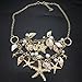 HUELE 2 IN 1 Summer Sea Shell Beach Necklaces Starfish Pearl Statement Chunky Necklace Pendant And Shell Earrings for Womens（Gold-plated）