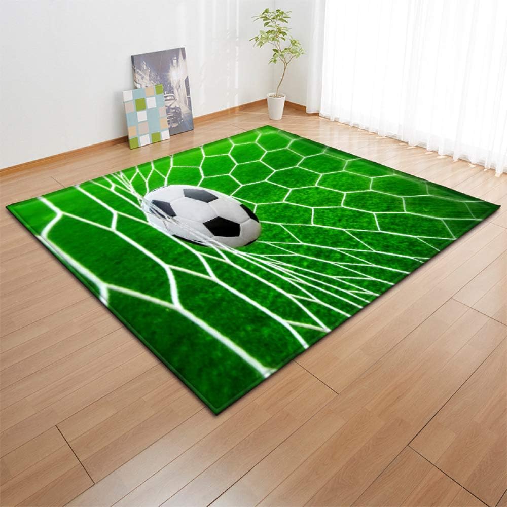 KFEKDT 3D Green Football Carpet Kids Room Baseball Rug Field Parlor Bedroom Living Room Floor Mats Children Large Rugs Home A3 80x160cm
