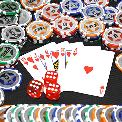 KAILE Texas Hold 'em Casino Clay Poker Chips Set with Aluminum Case, 13.5 Gram 200pcs Playing Cards Game Blackjack Gambling Chips (200 Piece Set)