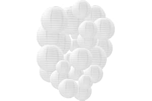 TIM&LIN White Paper Lanterns Decorative, Chinese/Japanese Hanging Round Paper Lanterns Decorations for Wedding, Bridal Shower, Engagement, Valentine's Day, Birthday (12 PCS)