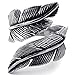 KONOV Mens Womens Stainless Steel Ring, Vintage Feather, Black, Size 7